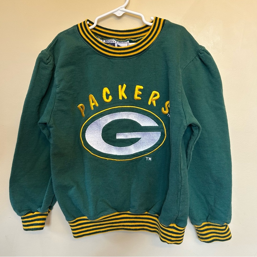 Vintage Boys Medium 10 - 12 Mighty Mac Green Bay Packers Pullover Sweatshirt 90s
